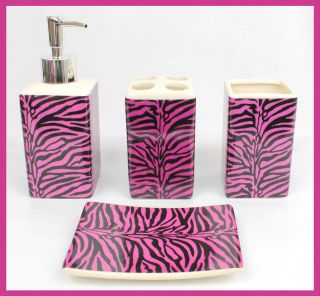   Pcs Zebra Ceramic Bathroom Set Soap/Toothbrush Dispenser/Tumbler