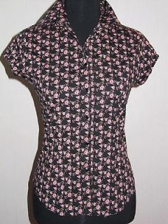 mexx women s blouse black with pink flowers size 8