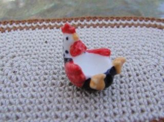 Dollhouse Miniatures ~ Porcelain Chicken Egg Holder, So cute laying on 