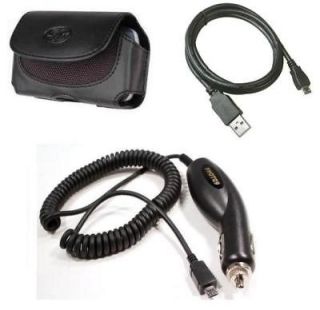   Leathe​r Case Cover Pouch w Clip+USB Data Cable for Tracfone LG 420g
