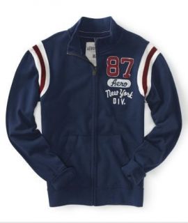 NEW Mens AEROPOSTALE Track Jacket Navy Vintage SweatShirt Fleece 