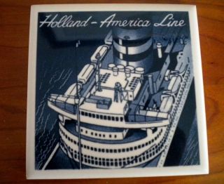 Blue Delft 4 Tile, Holland America Line with certificate of 
