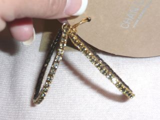 CHAN LUU**NWT AUTHE​NTIC GOLD TONE CRYSTAL HOOPS RARE TO FINDLOVE 