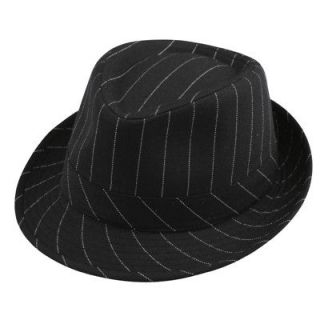 mens black with white pinstripe trilby fedora hat s m
