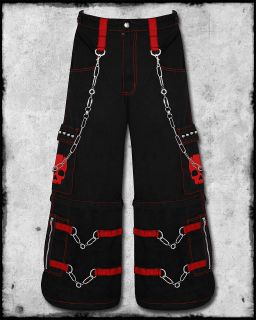 TRIPP NYC BLACK RED BOLT SKULL GOTH RAVE CHAIN SPIKE STRAP BAGGY 