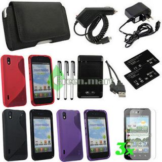 16N1 LEATHER GEL TPU CASE COVER+BATTERY+CAR WALL CHARGER FOR LG 