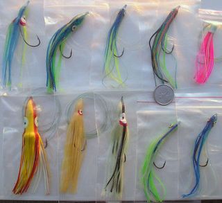 Newly listed Set of 10 Trolling Glow in the Dark Lures on SS Wire.