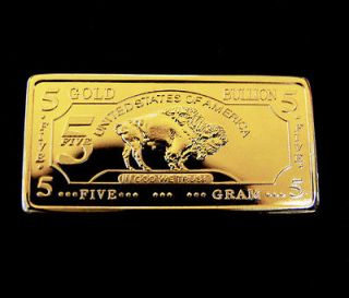 Gold Bar 5 Grams American Buffalo 100 MILLS .999 24k Fine Bullion