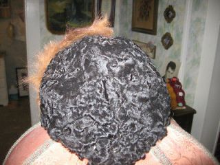 TITANIC, VINTAGE RUSSIAN BLACK CURLY LAMB V FRONT LADIES HAT WITH TAGS