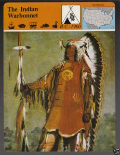 the indian warbonnet chief four bears history fact card from
