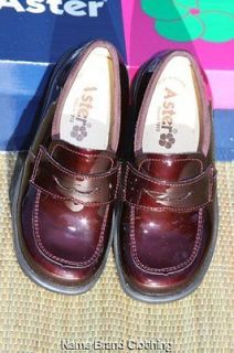 New girls Aster boutique penny loafers shiny burgundy size EURO 27 US 