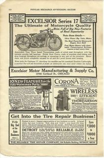   ad 1916 excelsior motorcycle underwood typewriter one day shipping