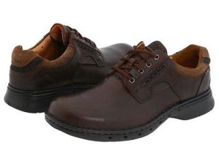 Clarks Mens Unstructured UN.RAVEL Brown Leather Casual Lace Up Shoes 
