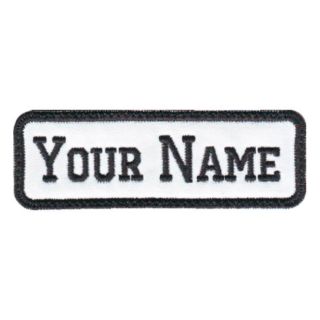 rectangular custom embroidered name tag sew on patch e time