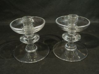 GORGEOUS PAIR VAL ST. LAMBERT CLEAR CRYSTAL STATE CANDLEHOLDERS 
