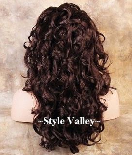 DARK AUBURN 3/4 Fall Hairpiece LONG Curly Half Wig Hair Piece Stunning 