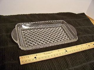 vintage pressed glass rectangle relish dish with handles time left