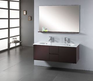51 Modern Double Sink Bathroom Mirror Vanity Cabinet   Free Faucets