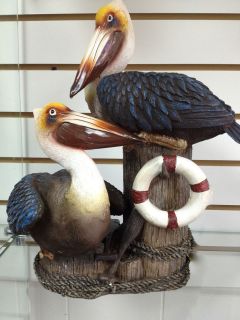Coastal or Nautical Decor 2 Pelican On Two Boat Pilings 13 HIGH