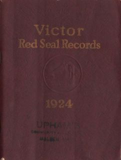 Original 1924 Victor Red Seal Records Catalog   Vintage Music Book