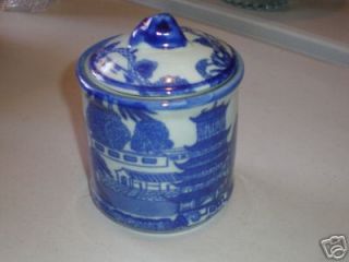 victoria ware flow blue biscuit or cookie with lid time