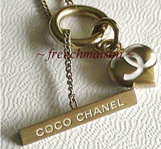 AUTHENTIC CHANEL CC MINI Logo HEART + COCO Gold Charm NECKLACE New