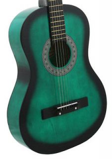 NEW Crescent Beginners GREEN Acoustic Guitar+PICK+STRING+LESSON