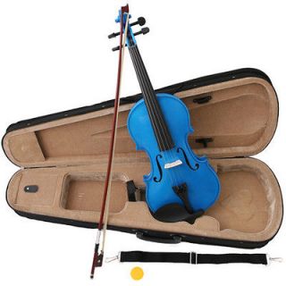   listed NEW Crescent 4/4 BLUE ACOUSTIC Violin + CASE + BOW + ROSIN
