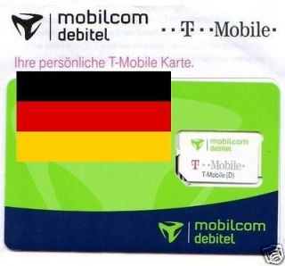 NEW GERMAN PREPAID SIM card, T Mobile, mobilecom, debitel. Germany, in 