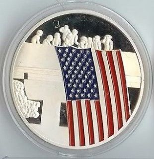 PENTAGON 9/11 U.S. FLAG UNITED IN MEMORY SILVER MEDALLION