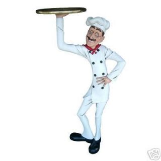 Skinny Cook Butler Statue   Funny Skinny Chef Cook Butler Statue w 