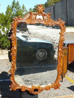 ANTIQUE MAHOGANY FANCY CARVED FRENCH CHIPPENDALE WALL MIRROR #1