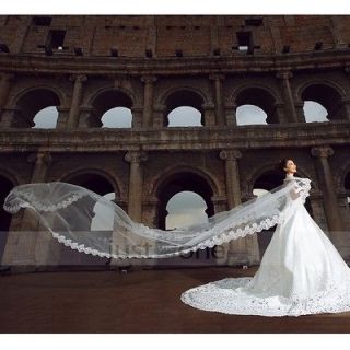   Charming Lace Edge cathedral Wedding Gown Bride Bridal Veil mantilla