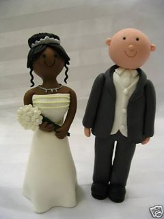 handmade black bride bald groom wedding cake topper time left