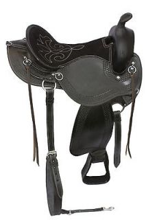   18 Inch BLK Seat Tooled Gaited Horse Leather Western Saddle Saddlery