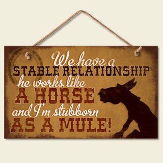 Western Lodge Cabin Decor ~Stable Relationship~ Wood Sign W/ Braided 
