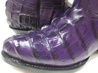   PURPLE LEATHER CROCODILE ALLIGATOR TAIL COWBOY BOOTS WESTERN RODEO