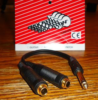 CABLE MALE MONO 1/4 TO TWO FEMALE 1/4 JACKS SPLITTER GOLD PLATED 