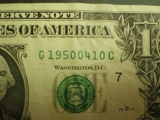 April 10, 1950 Fancy Serial $1 FRN Bill   Birthday Note (19500410)