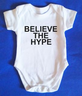 BELIEVE THE HYPE Baby Vest / Baby Grow, Retro, Baby Clothes,AWESOM​E 