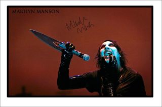 MARILYN MANSON AUTOGRAPHED SIGNED POSTER   GREAT PIECE OF 