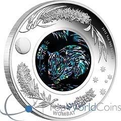   2012 1$ The Wombat 2012. Australian Opal Series Proof Silver Coin