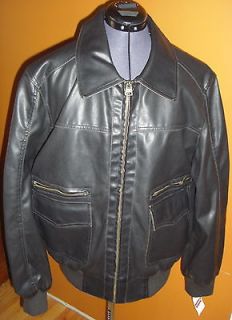   BROWN FAUX LEATHER MENS MOTORCYCLE BOMBER JACKET SIZE L ORIG $130