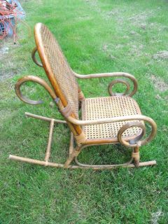 vtg antique childs bent wood cane mesh rocking chair rocker time left 