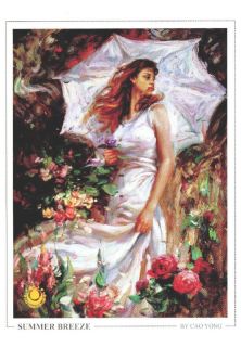 cao yong postcard art summer breeze romantic woman time left