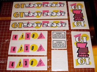 1987 GT BMX Zoot Scoot, scooter restoration decal set on clear PINK 