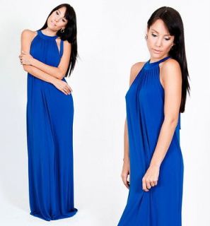 NEW Womens Cobalt Blue Sleeveless Tie Neck Party Cocktail Long Maxi 