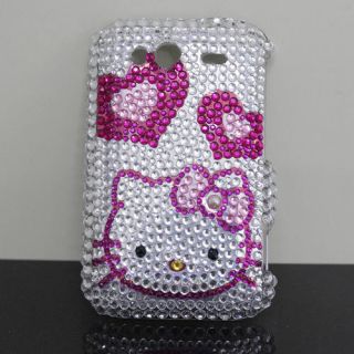 Bling Diamond Hearts Kitty Back Hard Case Cover For HTC Wildfire S 