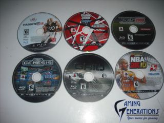 PS3 LOT (6) GAMES   MADDEN 12 + GRID + NBA 2K 10 + GENESIS COLLECTION 