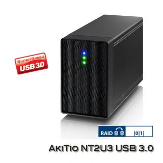   Black NT2U3 Super Speed SATA USB3.0 Dual 2 Bay 3.5 RAID 1 0 Enclosure